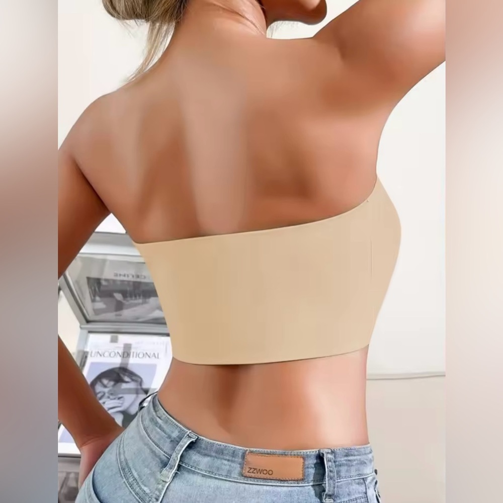 NWT Strapless Bra Large Beige / Seamless Front Closing / Bandeau Bra / Sleepwear - Picture 3 of 6